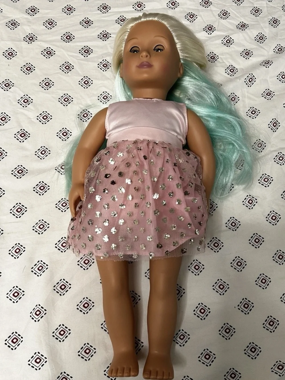 Our Generation Battat Blue Hair Tan Doll Girl Clothed Toy Kids Children 18in